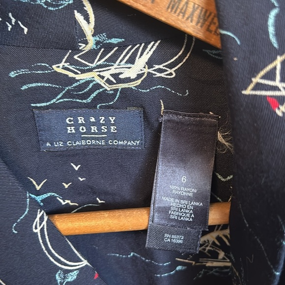 VINTAGE Liz Claiborne Crazy Horse Nautical Print Maxi Dress - Picture 2 of 7